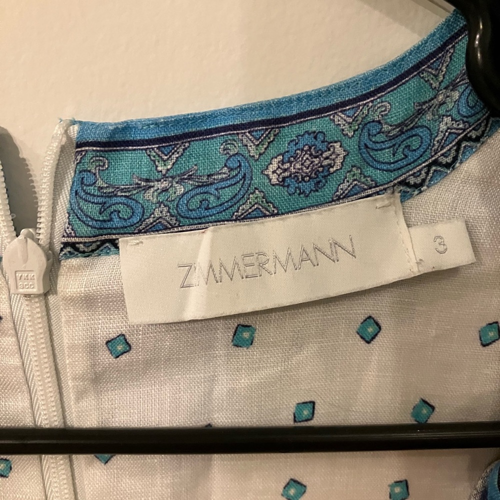 Zimmermann Turquoise And White Patterned Dress - image 3